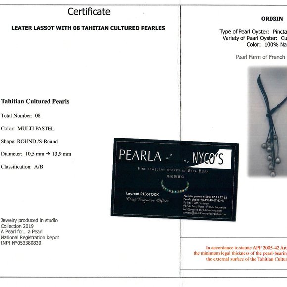 TAHITIAN South Sea 8 BLACK PEARLS Lariat necklace - Picture 8 of 8